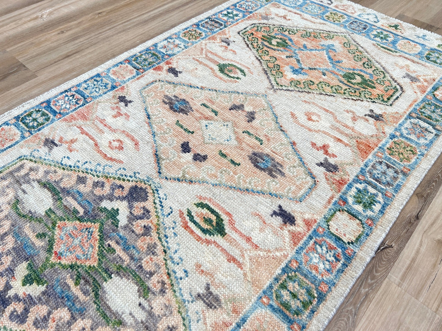 Geometric Oushak Runner 2'7"x10'0" Area Rug