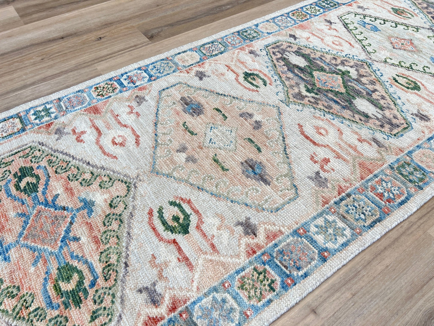 Geometric Oushak Runner 2'7"x10'0" Area Rug