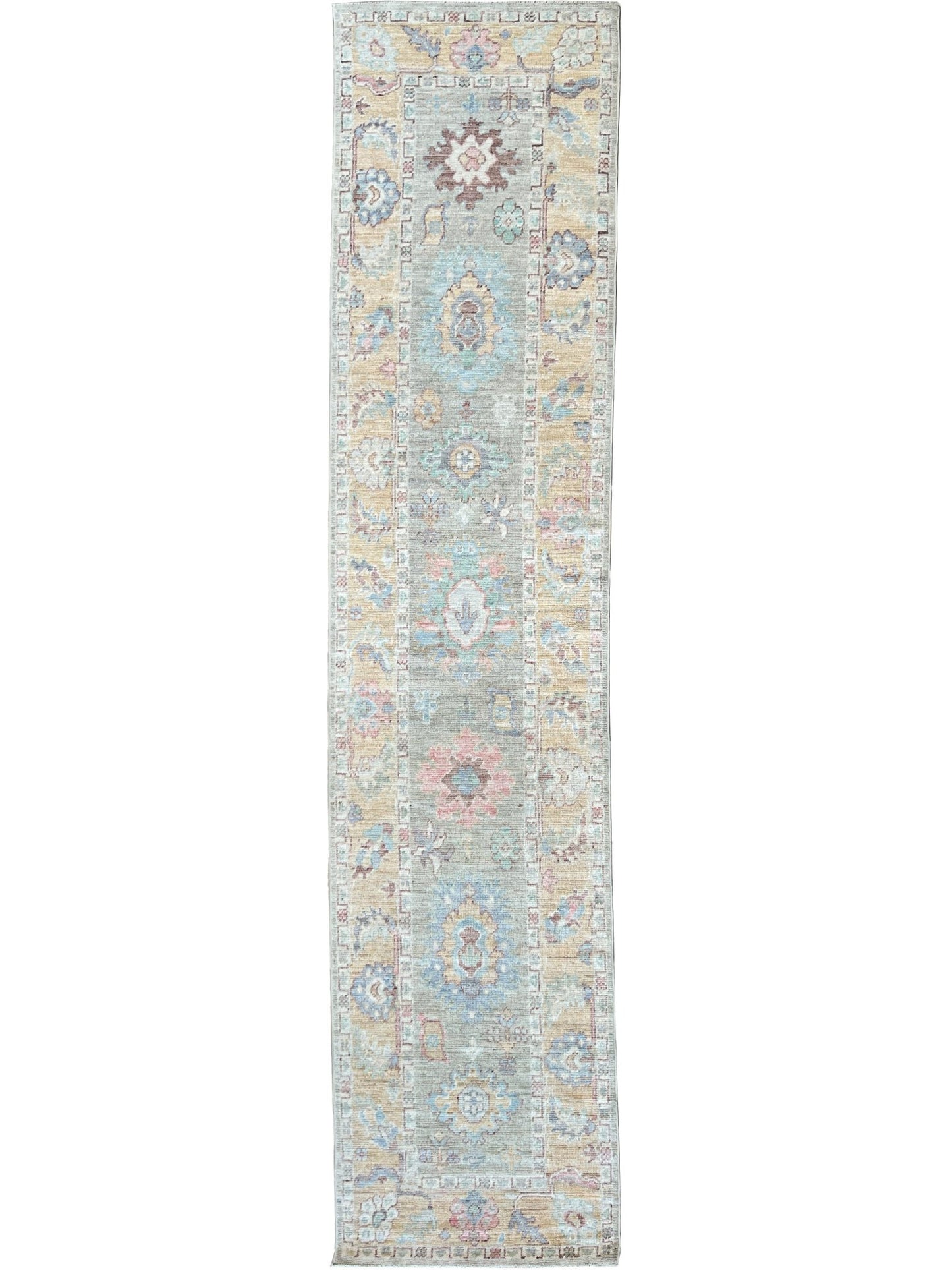 Floral Oushak Runner 3'0"x12'11" Area Rug