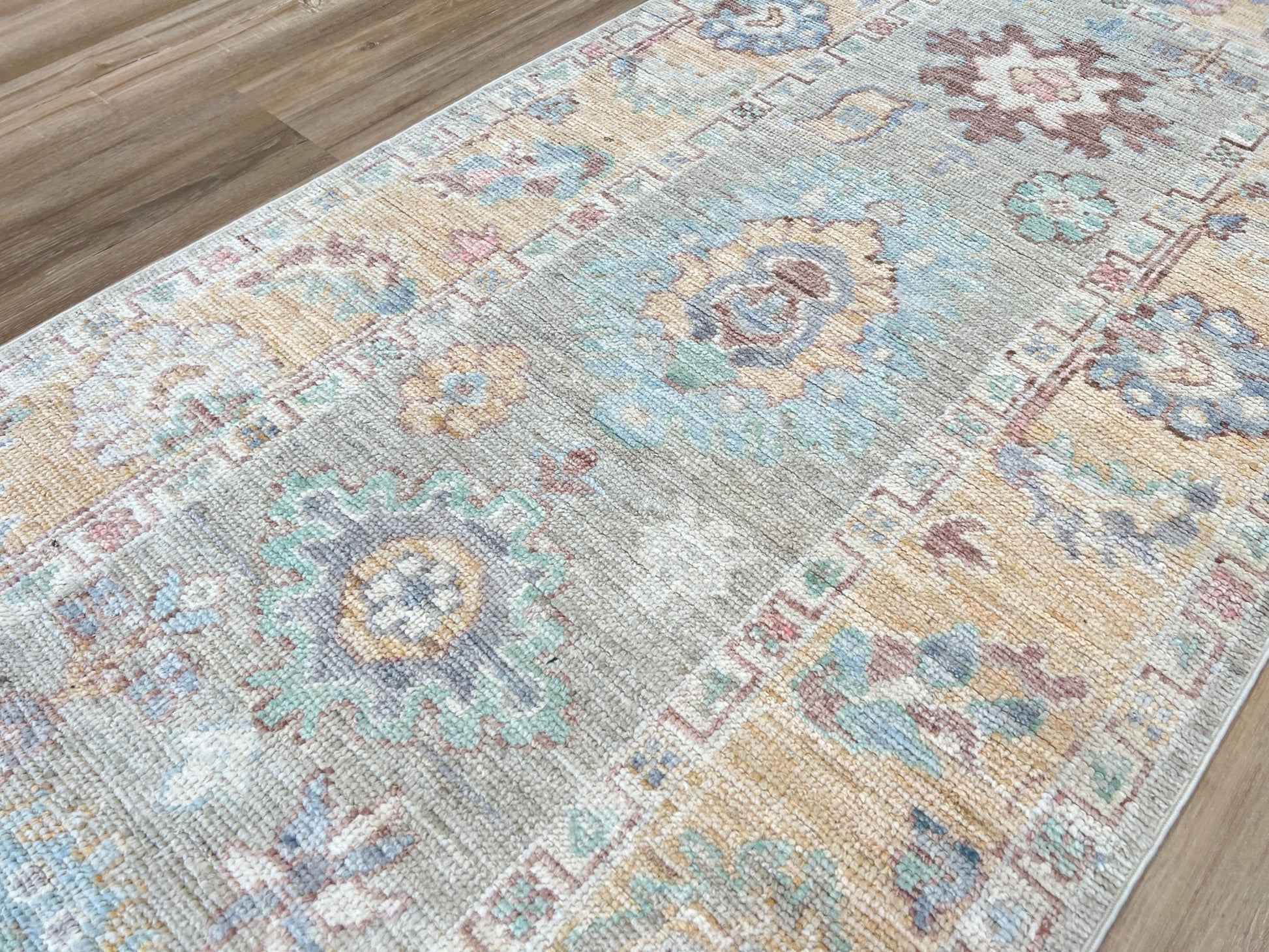 Floral Oushak Runner 3'0"x12'11" Area Rug