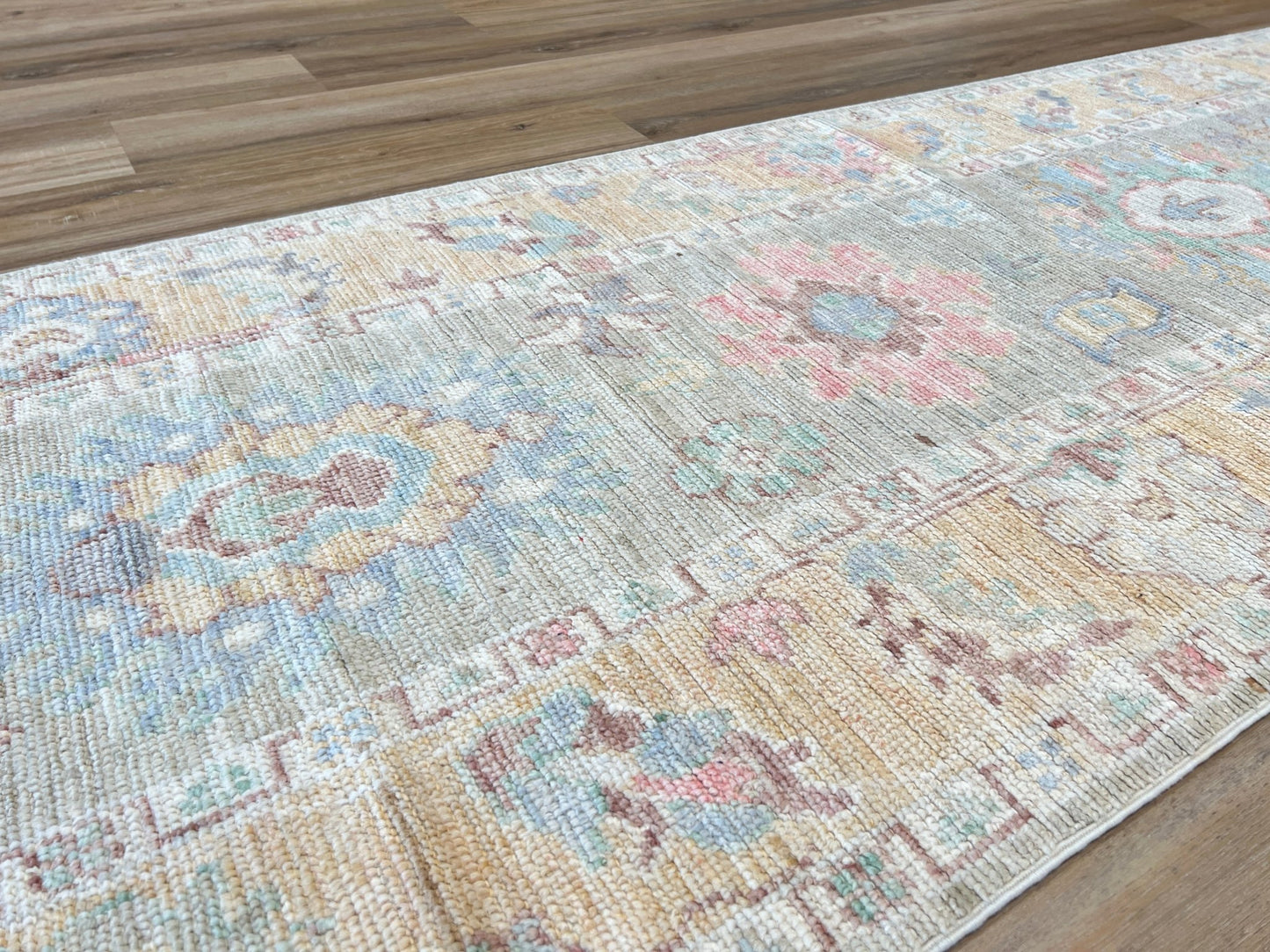 Floral Oushak Runner 3'0"x12'11" Area Rug