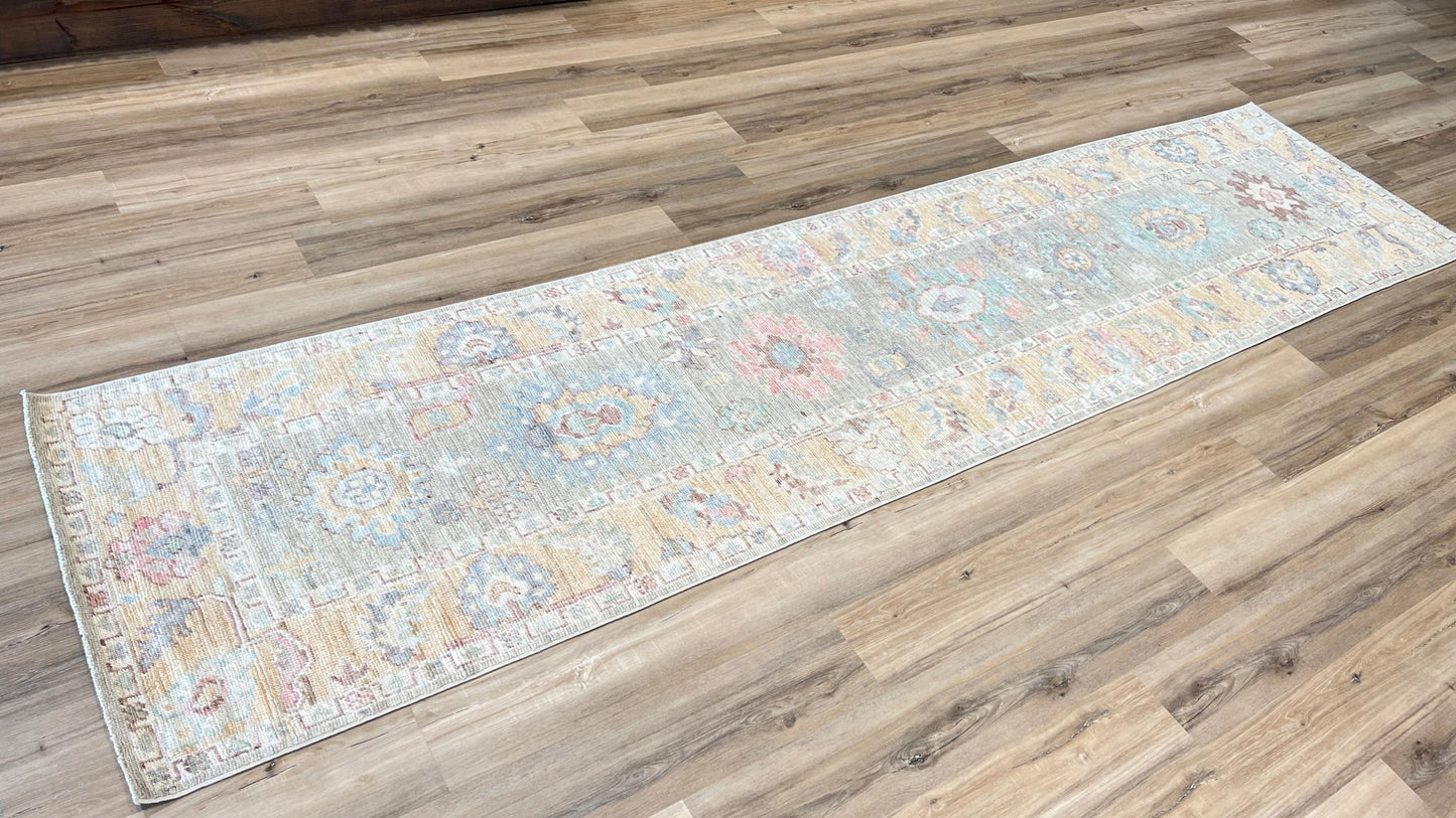 Floral Oushak Runner 3'0"x12'11" Area Rug