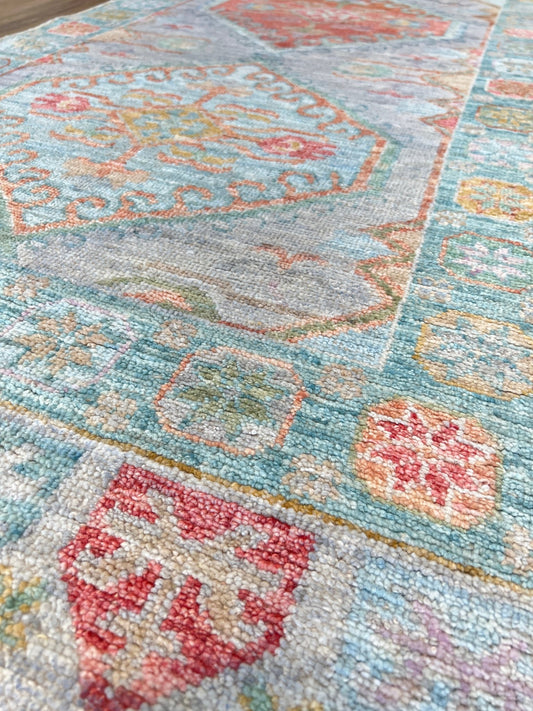 Geometric Oushak Runner 3'0"x8'1" Area Rug