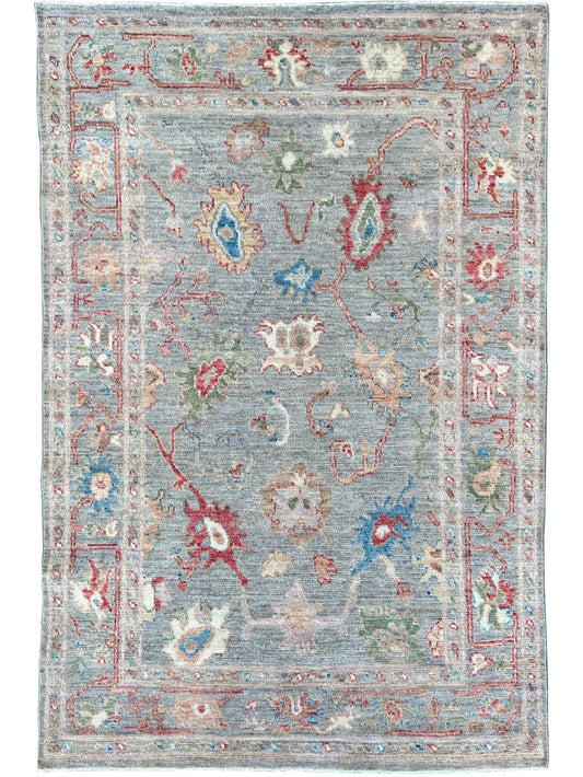 Floral Oushak 4'2"x6'2" Area Rug