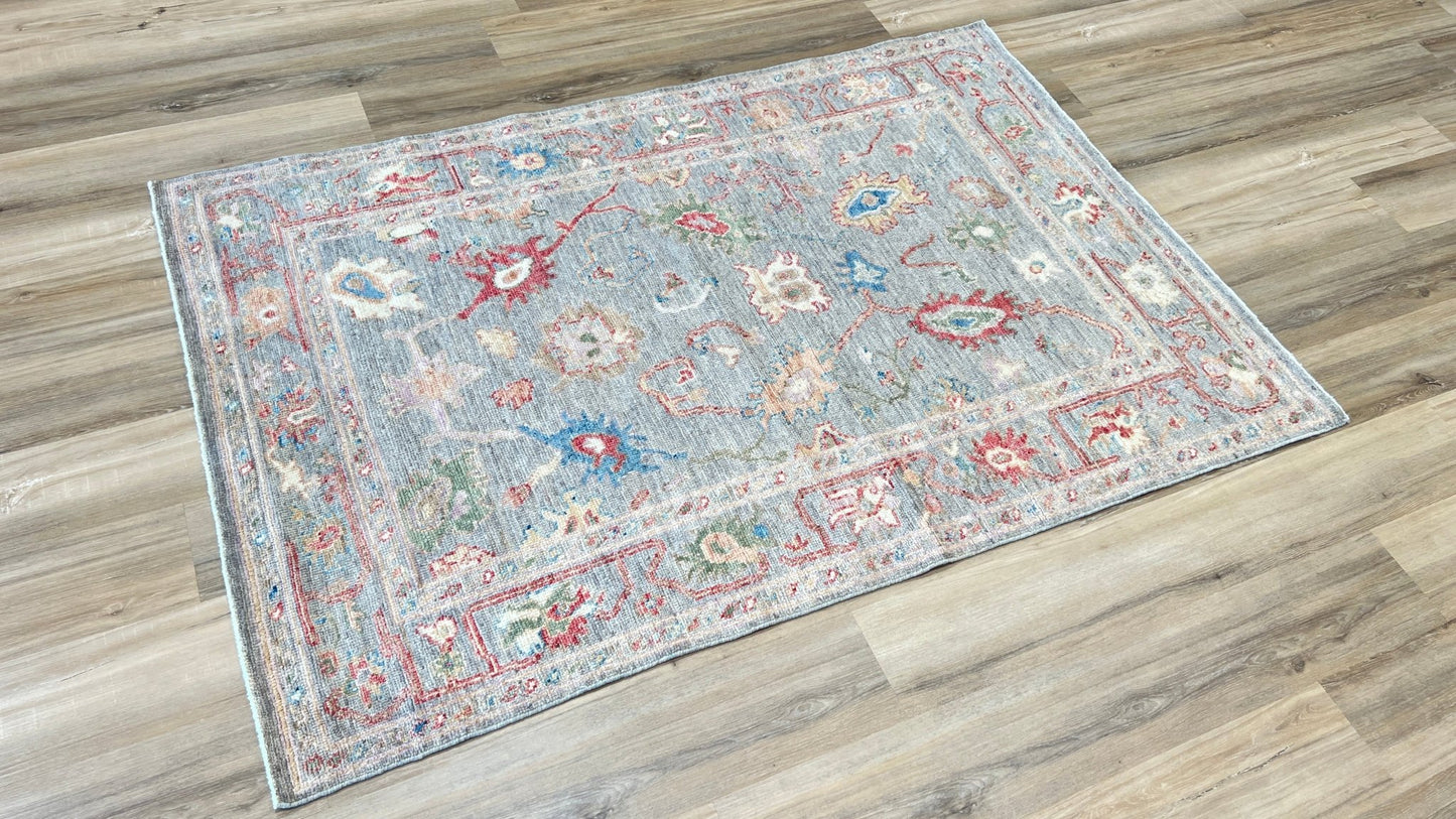 Floral Oushak 4'2"x6'2" Area Rug