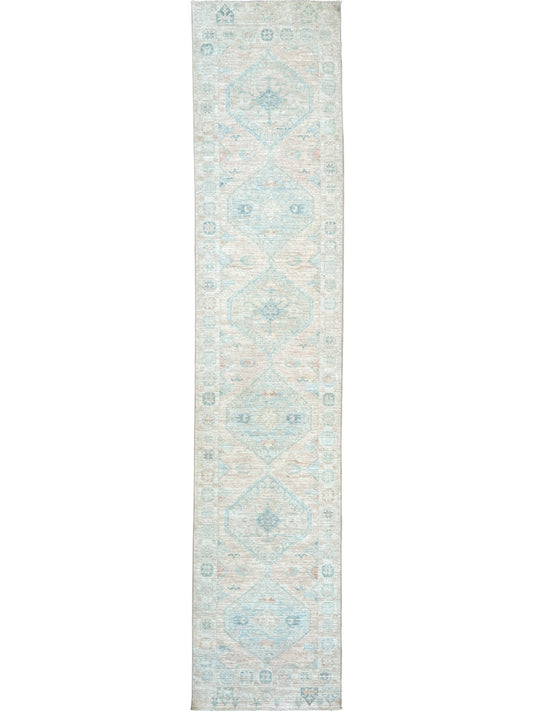 Geometric Oushak Runner 3'0"x14'1" Area Rug