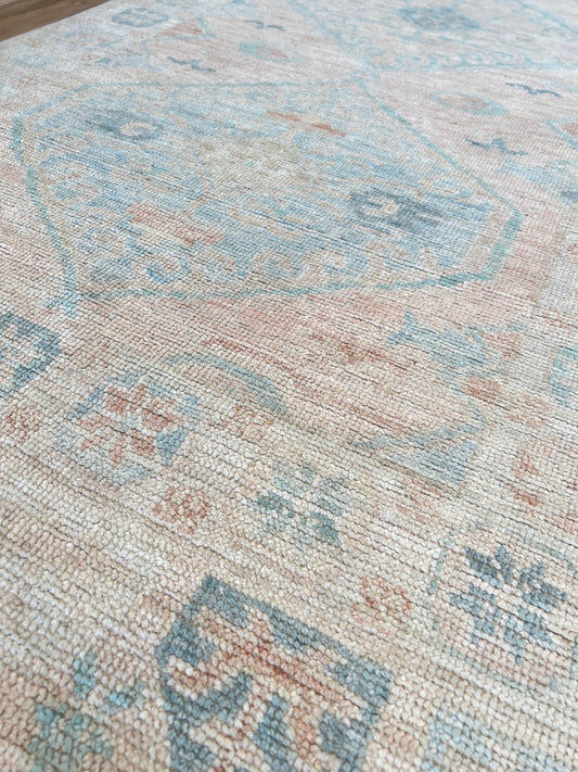 Geometric Oushak Runner 3'0"x14'1" Area Rug