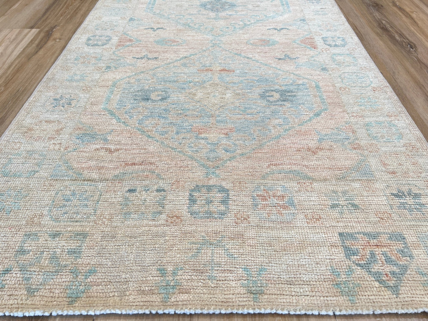 Geometric Oushak Runner 3'0"x14'1" Area Rug