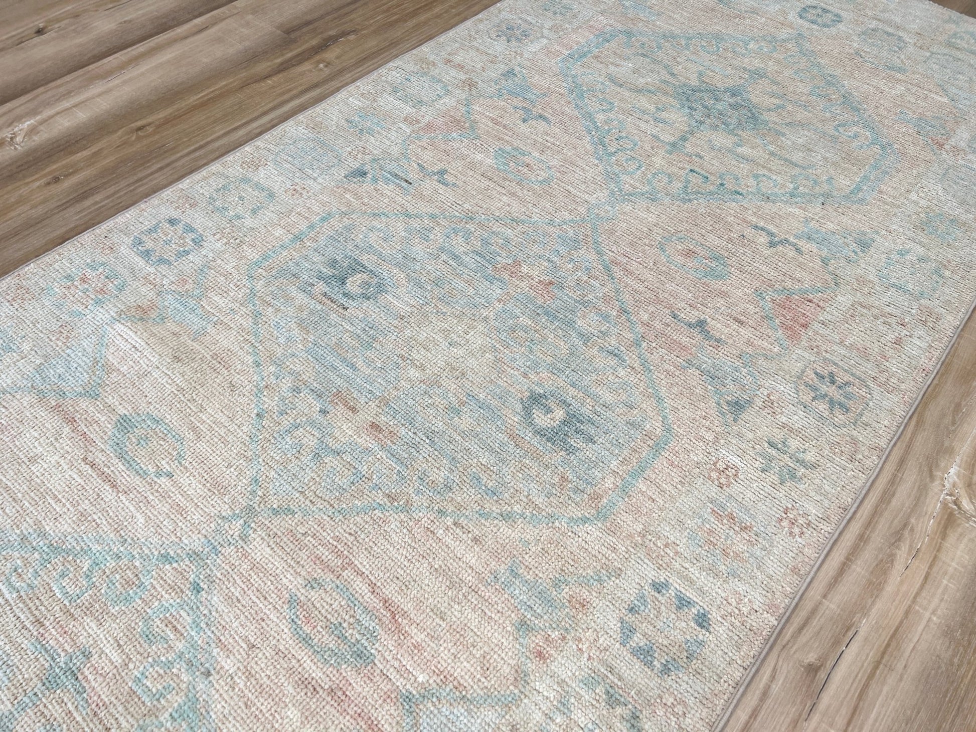 Geometric Oushak Runner 3'0"x14'1" Area Rug