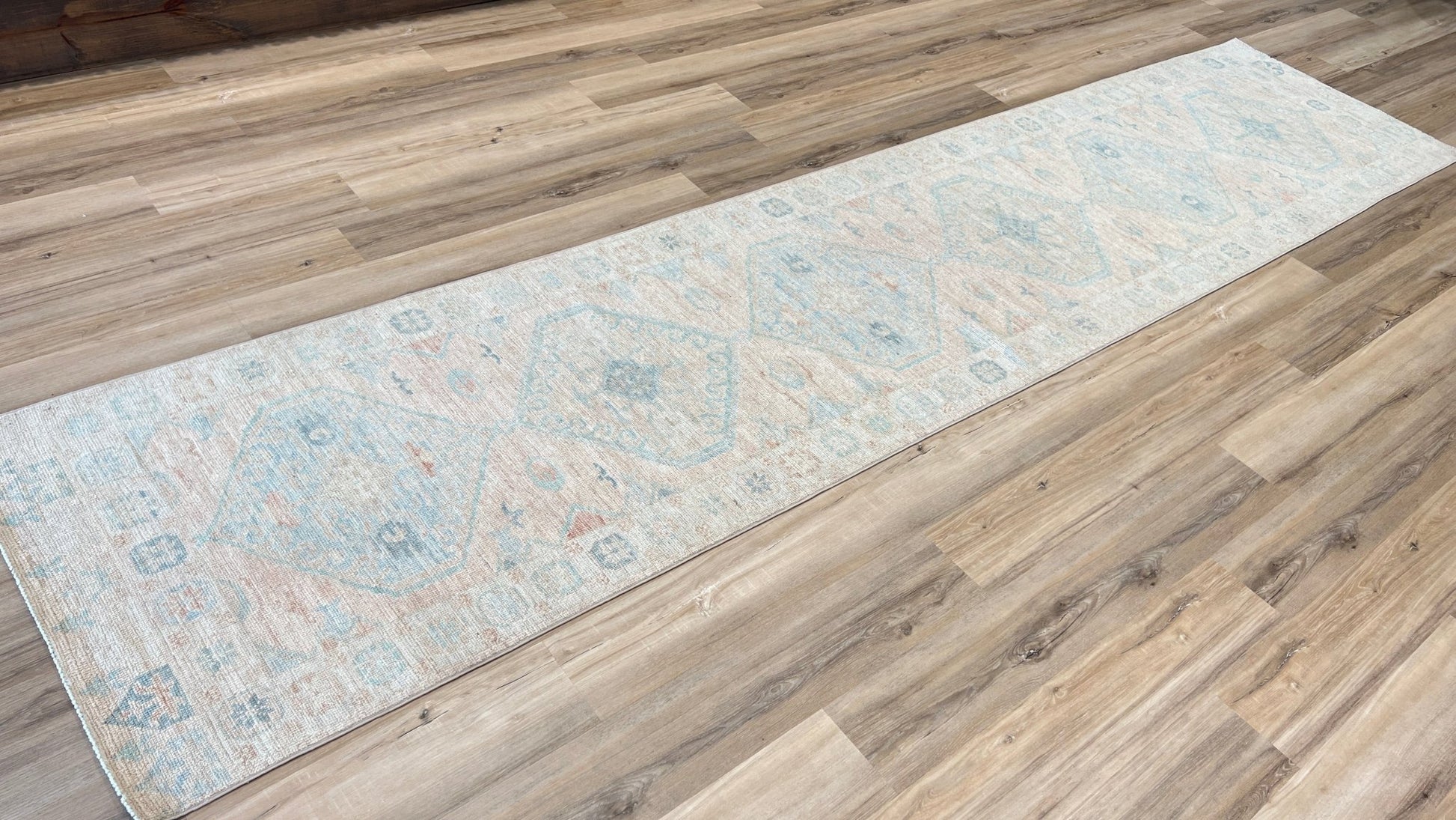 Geometric Oushak Runner 3'0"x14'1" Area Rug