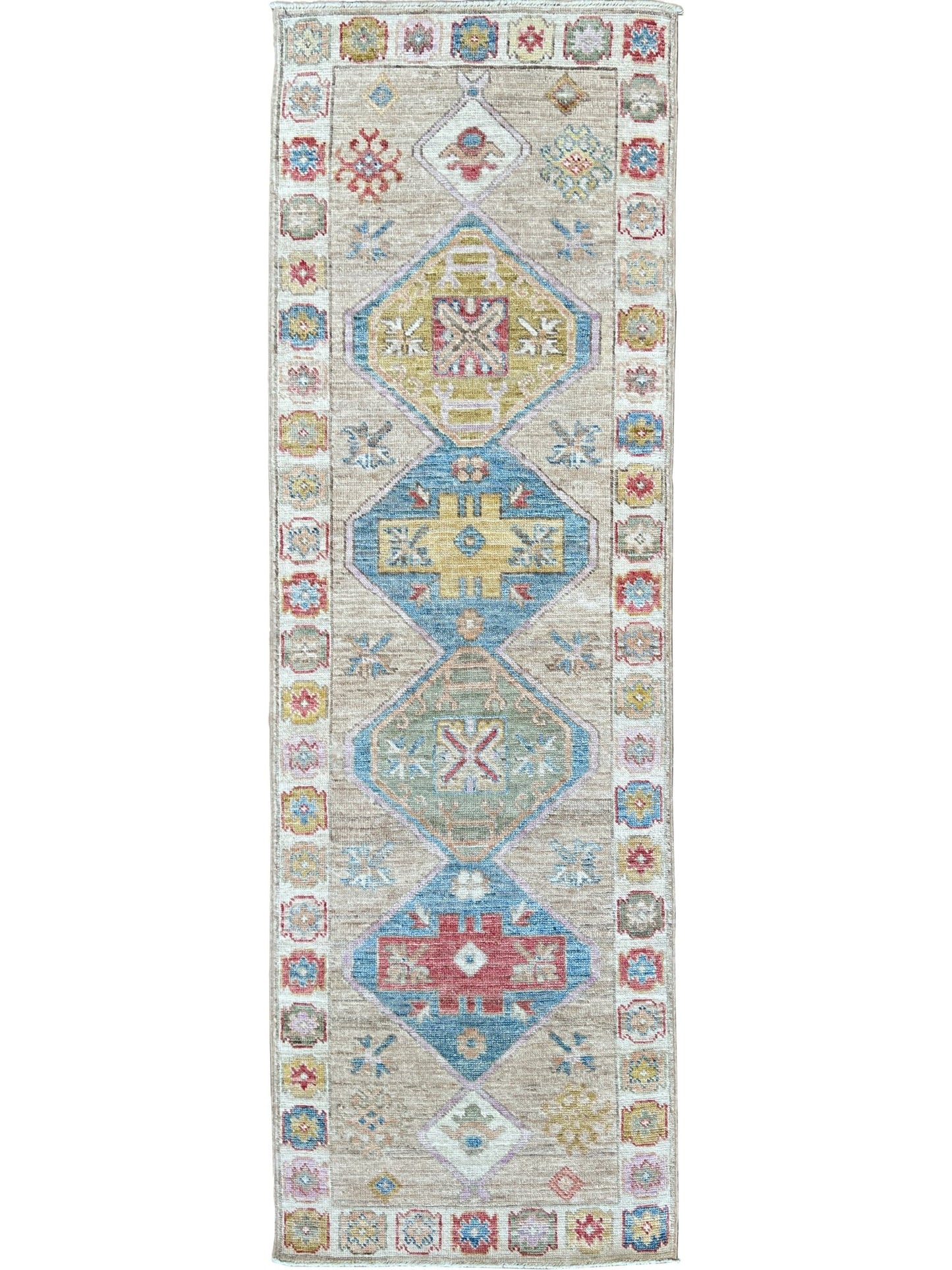 Geometric Oushak Runner 2'6"x8'0" Area Rug