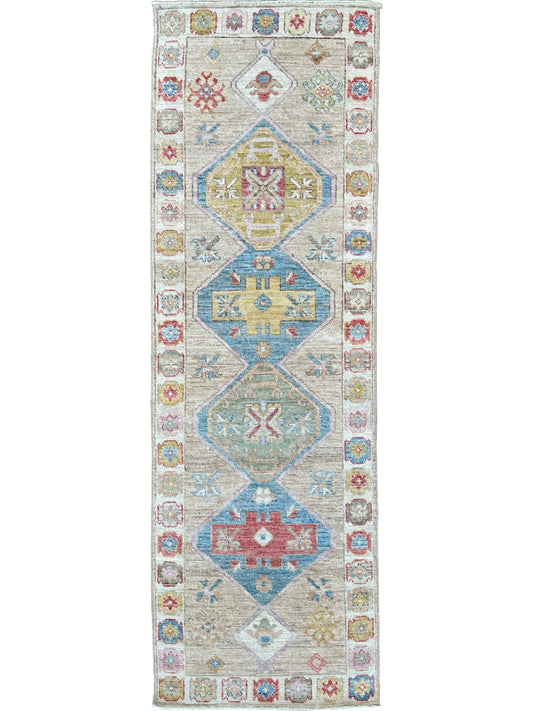 Geometric Oushak Runner 2'6"x8'0" Area Rug