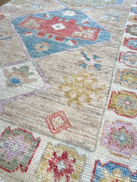 Geometric Oushak Runner 2'6"x8'0" Area Rug