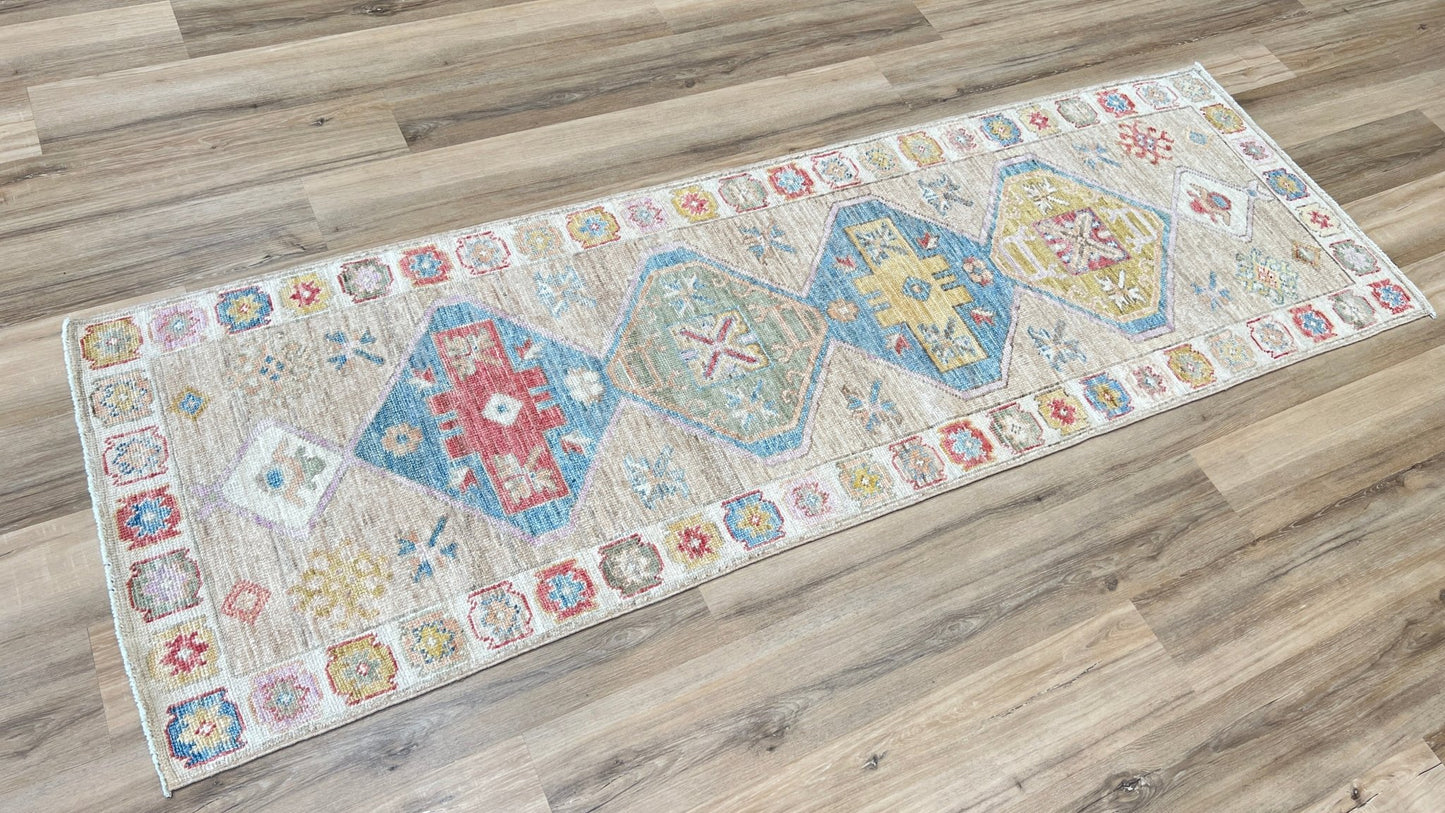 Geometric Oushak Runner 2'6"x8'0" Area Rug