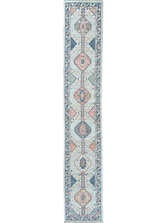 Geometric Oushak Runner 2'6"x14'0" Area Rug