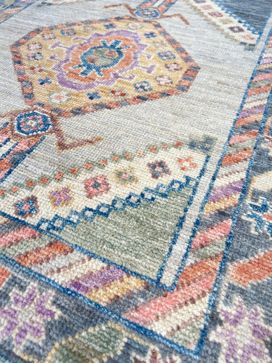 Geometric Oushak Runner 2'6"x14'0" Area Rug