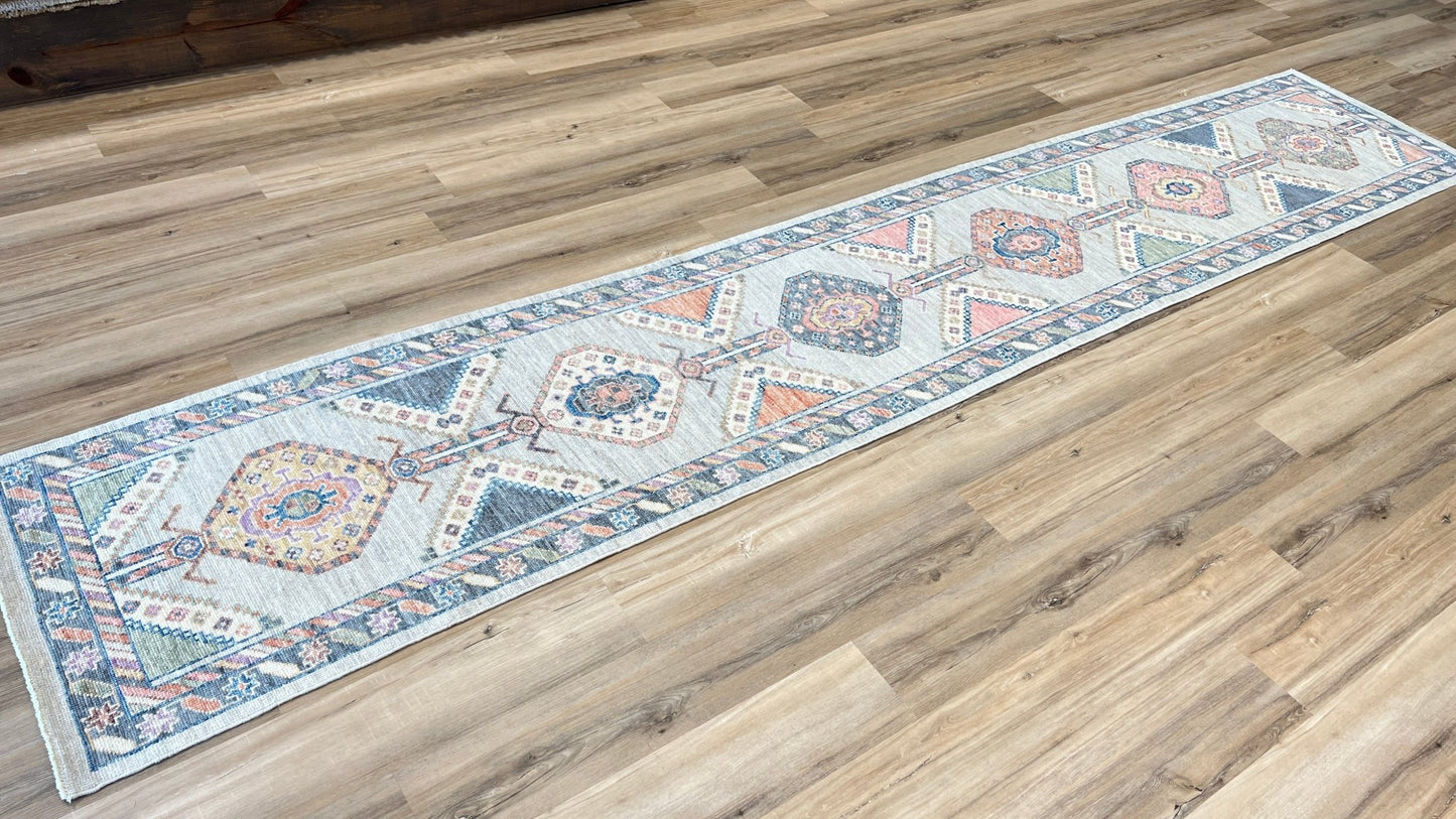 Geometric Oushak Runner 2'6"x14'0" Area Rug