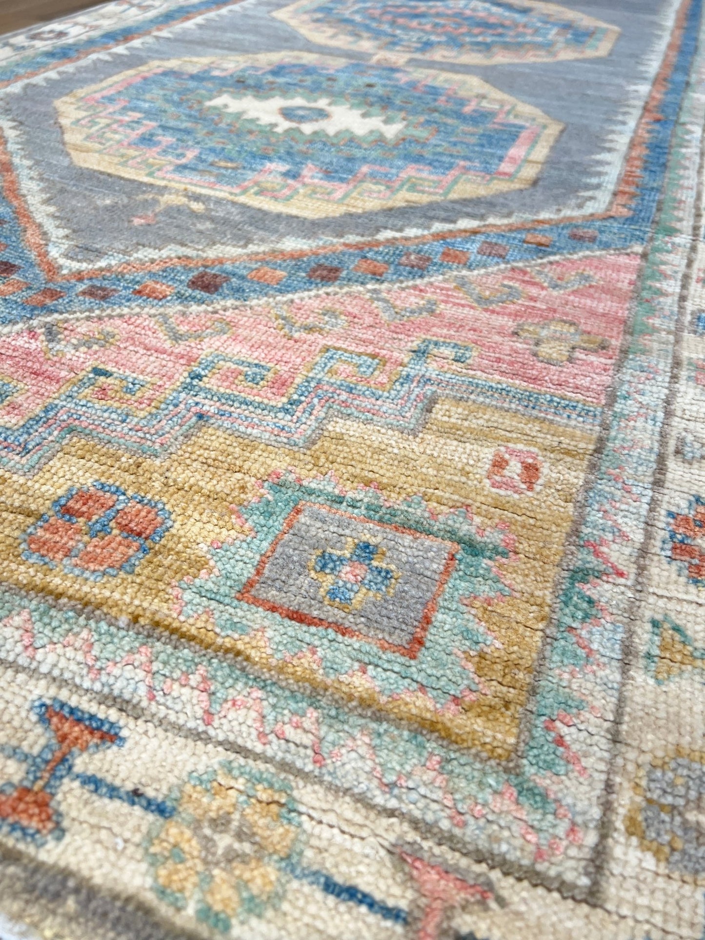 Geometric Oushak Runner 3'1"x8'0" Area Rug