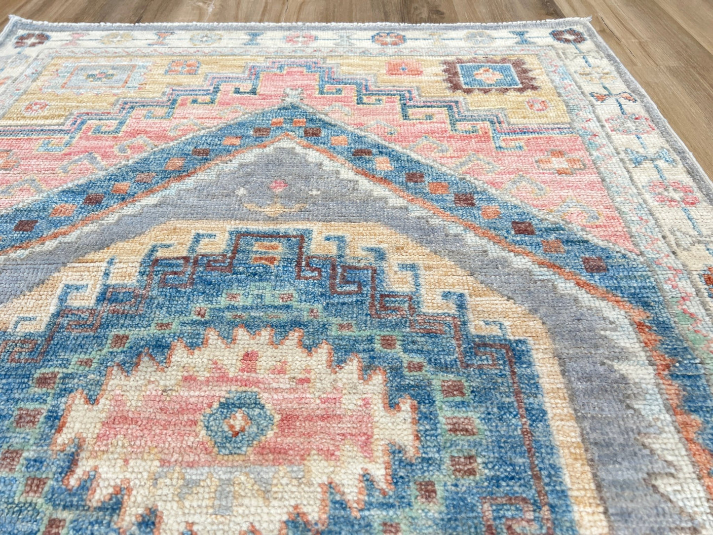 Geometric Oushak Runner 3'1"x8'0" Area Rug