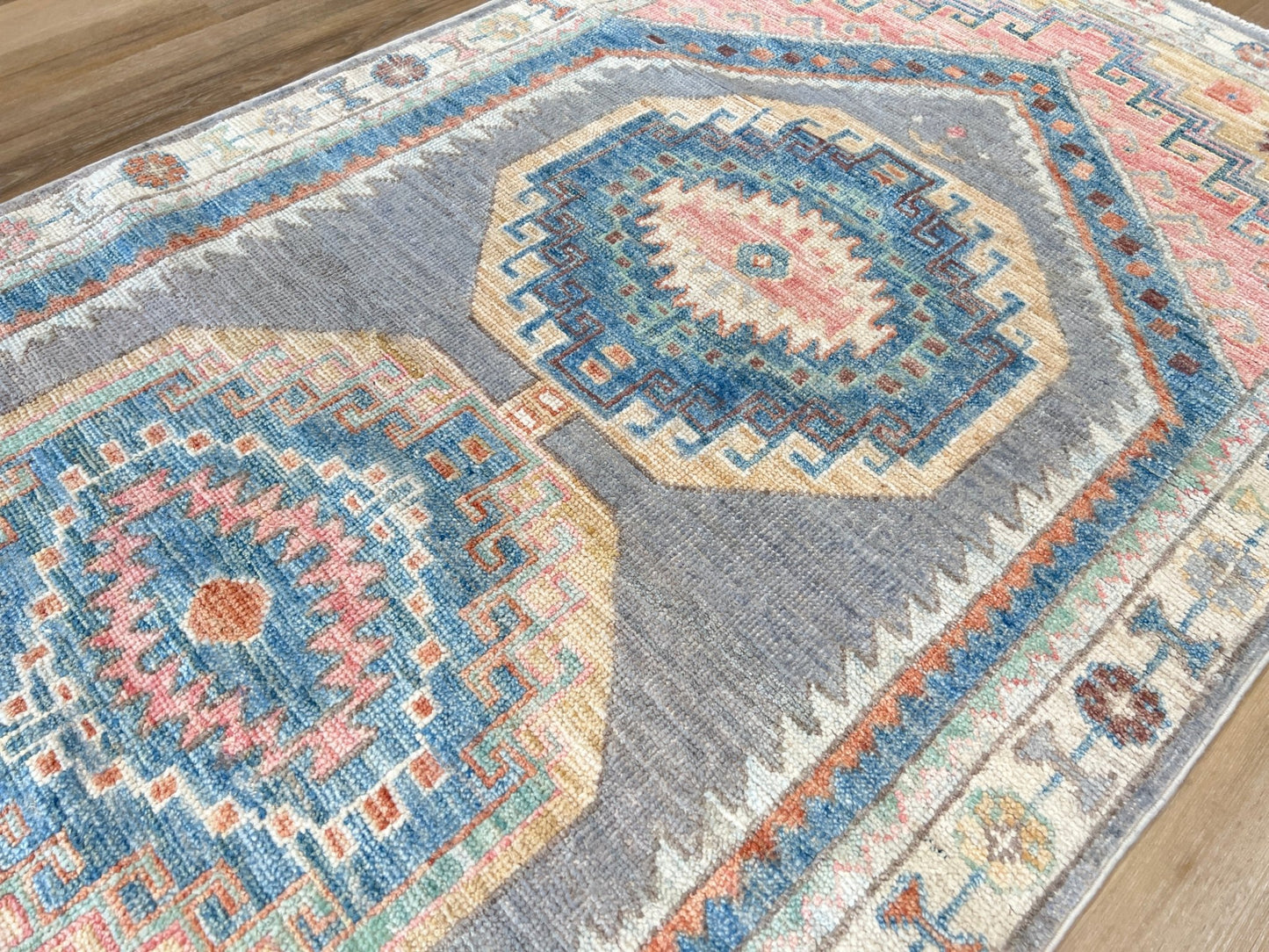 Geometric Oushak Runner 3'1"x8'0" Area Rug