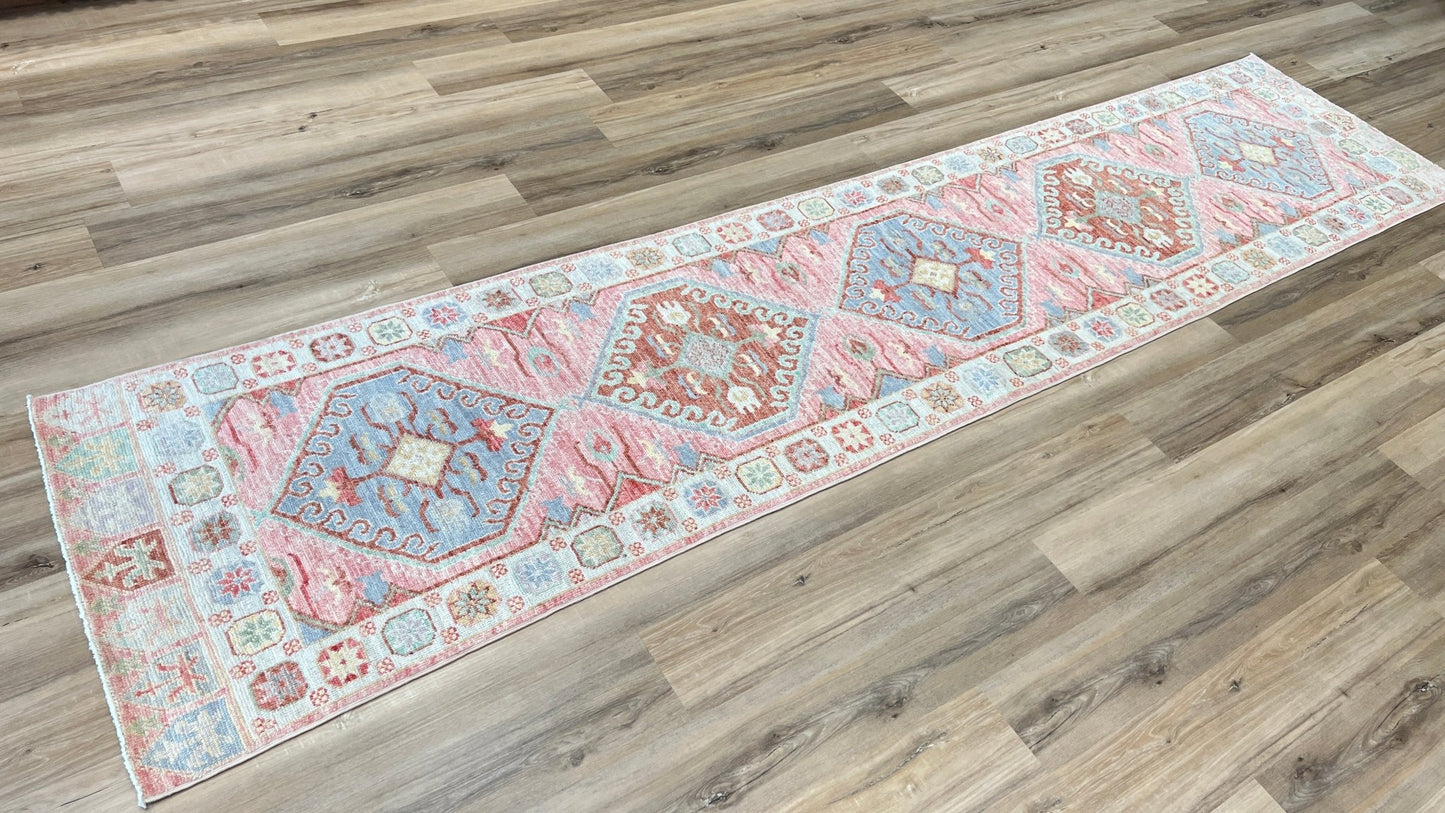 Geometric Oushak Runner 2'8"x12'2" Area Rug