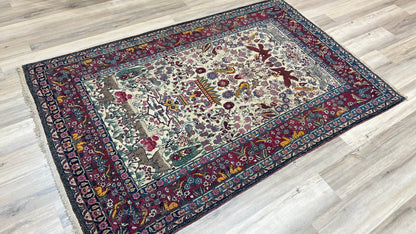 Antique Isfahan 4'6"x7' Area Rug
