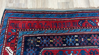 Caucasian Kazak 4'6"x8'4" Area Rug
