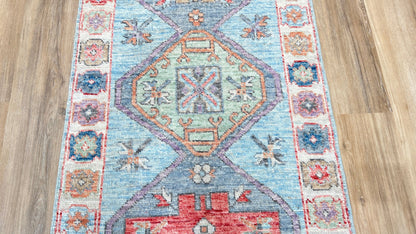 Geometric Oushak Runner 2'6"x8'1" Area Rug