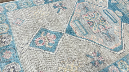 Geometric Oushak Runner 2'4" x 9' Area Rug