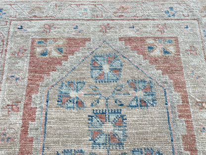 Geometric Oushak Runner 2'7"x8'1" Area Rug