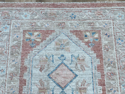 Geometric Oushak Runner 2'7"x8'1" Area Rug