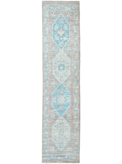 Geometric Oushak Runner 2'11"x11'8" Area Rug