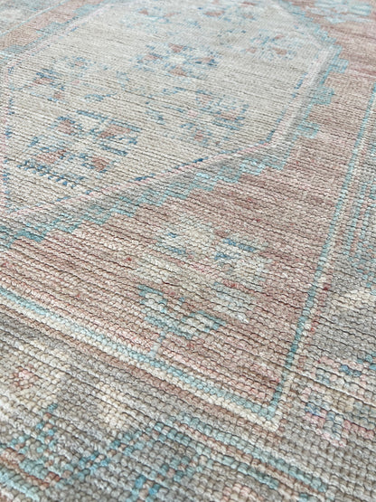 Geometric Oushak Runner 2'11"x11'8" Area Rug