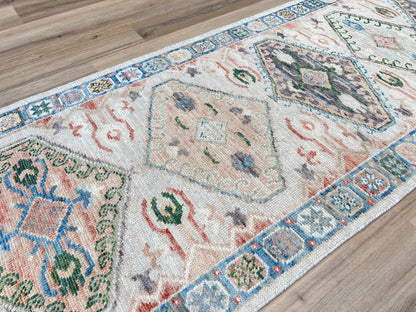 Geometric Oushak Runner 2'7"x10'0" Area Rug