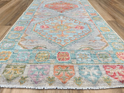 Geometric Oushak Runner 3'0"x8'1" Area Rug