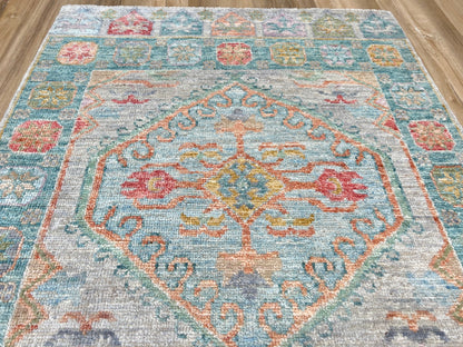 Geometric Oushak Runner 3'0"x8'1" Area Rug