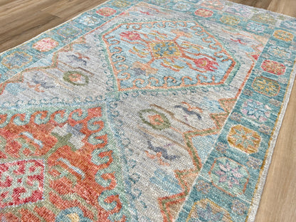 Geometric Oushak Runner 3'0"x8'1" Area Rug