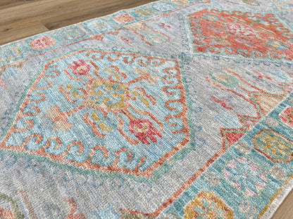 Geometric Oushak Runner 3'0"x8'1" Area Rug