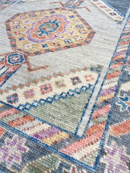 Geometric Oushak Runner 2'6"x14'0" Area Rug