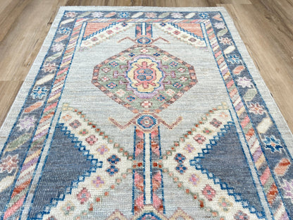 Geometric Oushak Runner 2'6"x14'0" Area Rug