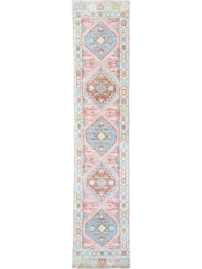 Geometric Oushak Runner 2'8"x12'2" Area Rug