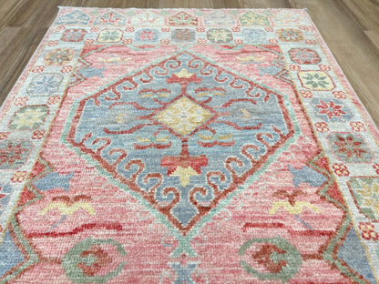 Geometric Oushak Runner 2'8"x12'2" Area Rug