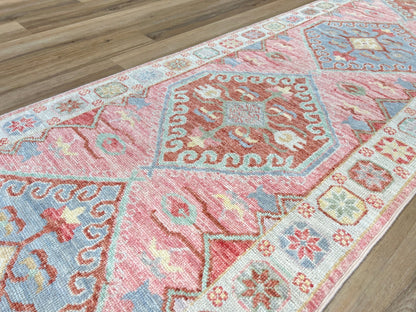Geometric Oushak Runner 2'8"x12'2" Area Rug