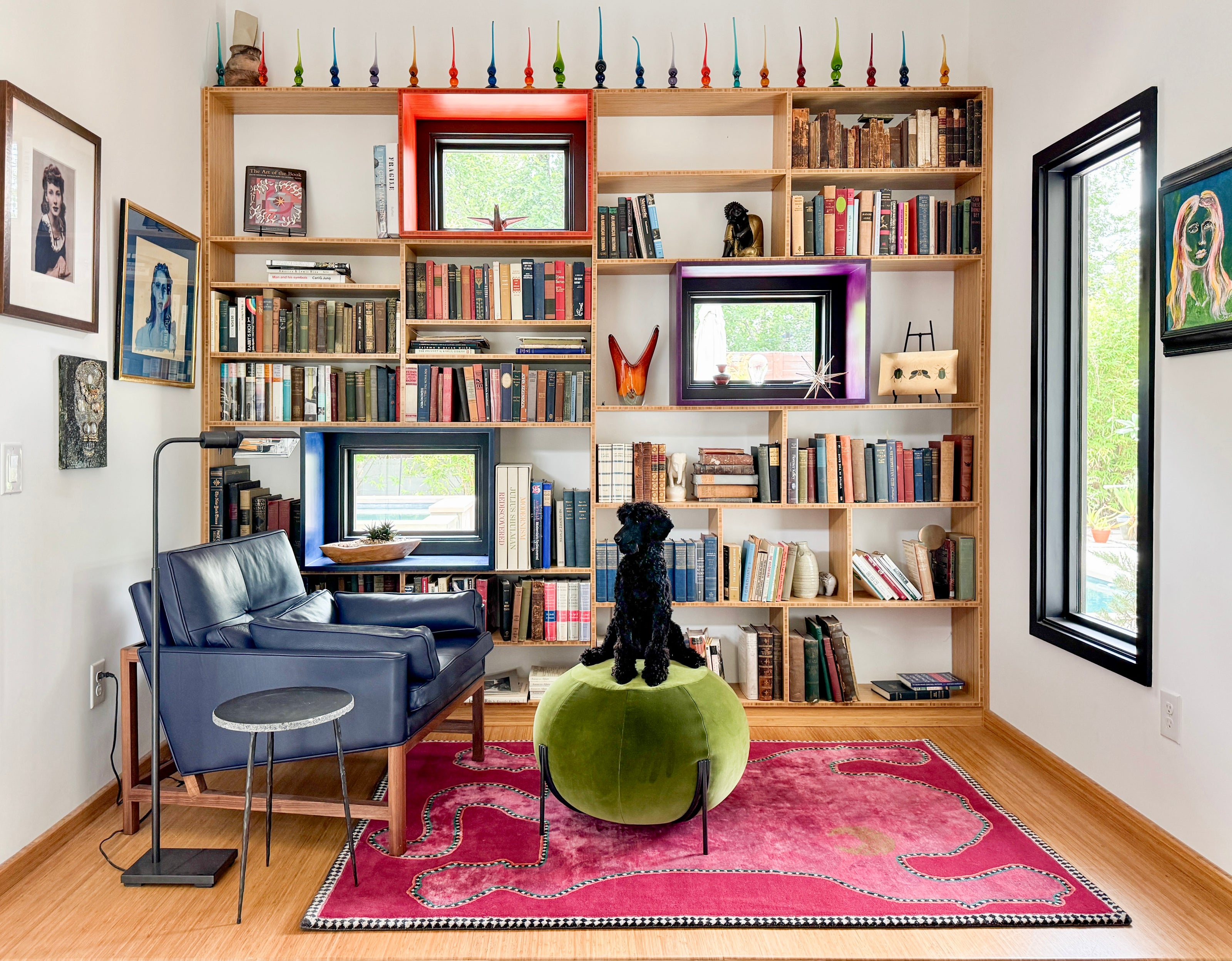 Silk Animal Hide Rug in Library
