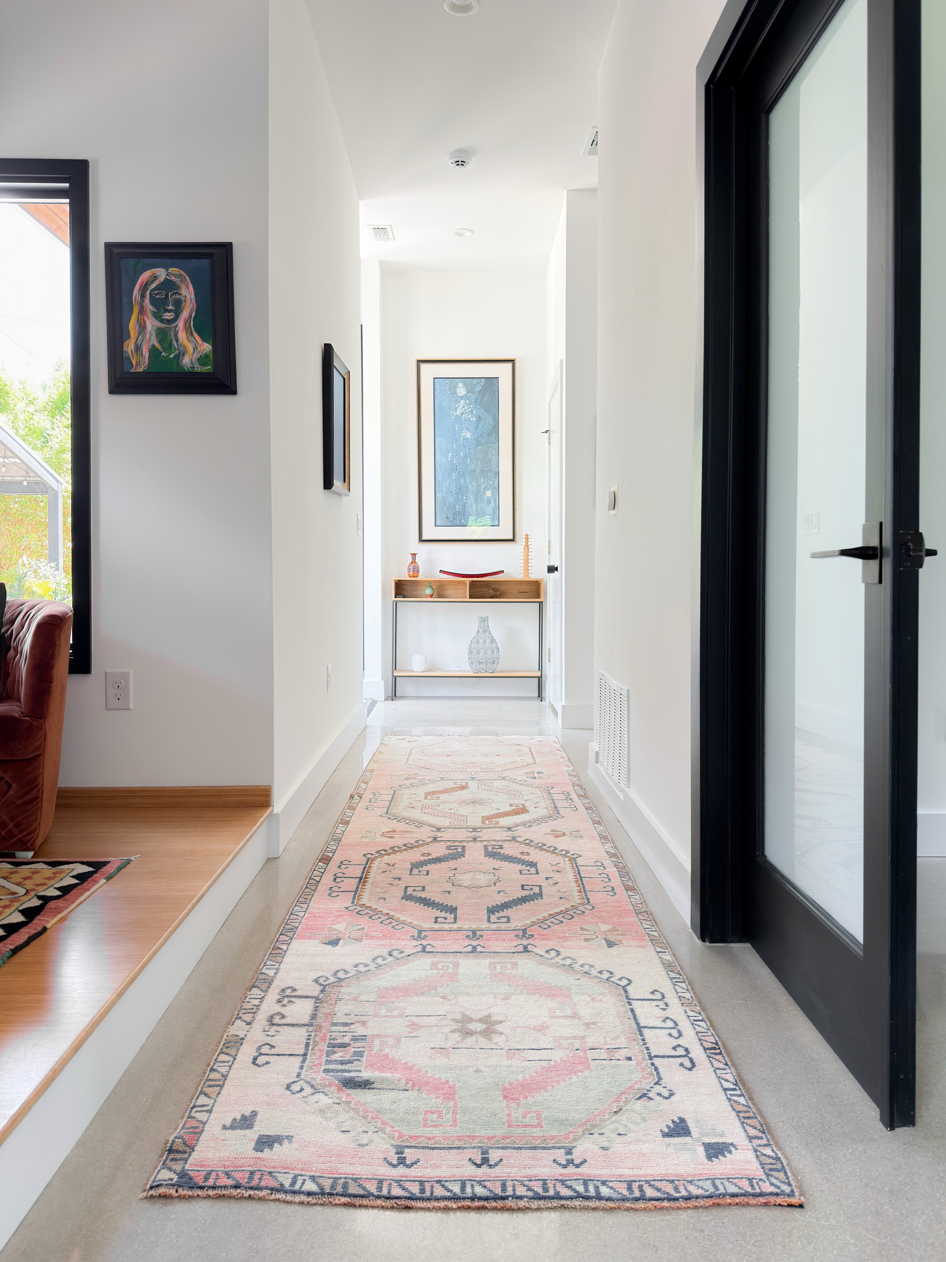 turkish vintage rug in hallway